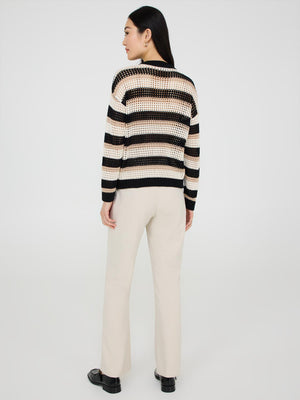 Striped Crochet Sweater Black