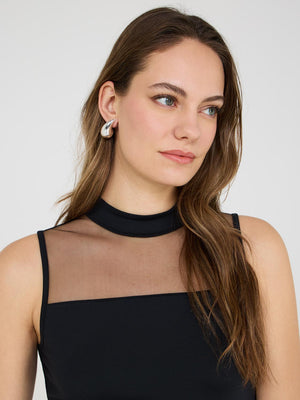 Double Layer Mesh Yoke Top Black