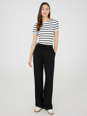 Pantalon à jambe large en tencel Black