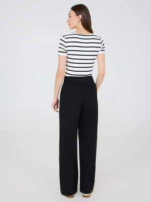 Pantalon à jambe large en tencel Black