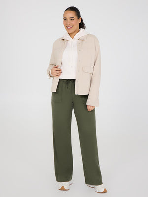 Wide-Leg Tencel Pants Dk Green