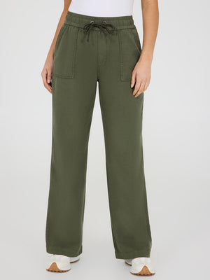 Pantalon à jambe large en tencel Dk Green