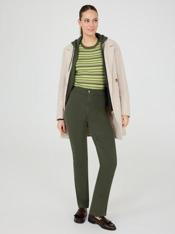 Tencel Mid-Rise Straight Leg Pants Dk Green