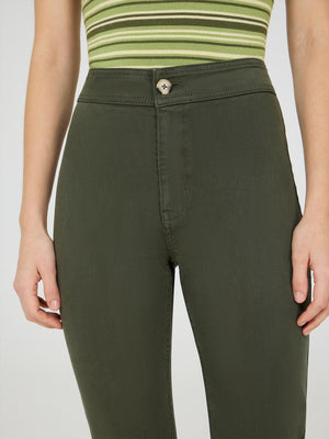 Tencel Mid-Rise Straight Leg Pants Dk Green