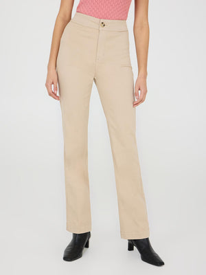 Tencel Mid-Rise Straight Leg Pants Sand