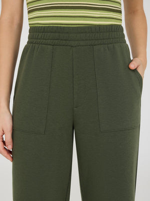 Wide-Leg Fleece Pants Dk Green