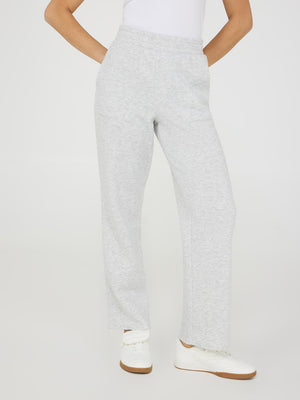 Wide-Leg Fleece Pants Grey