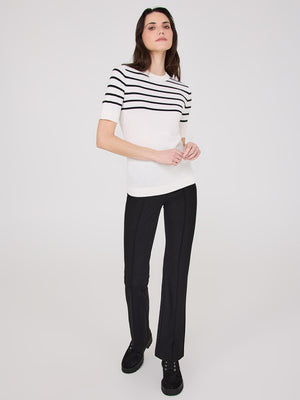 Pintuck Front Flare Leg Pants Black