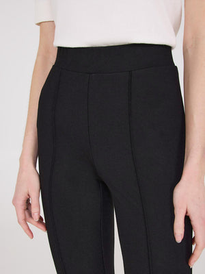 Pintuck Front Flare Leg Pants Black