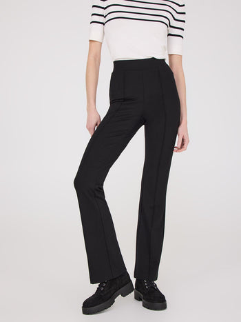 Pintuck Front Flare Leg Pants Black