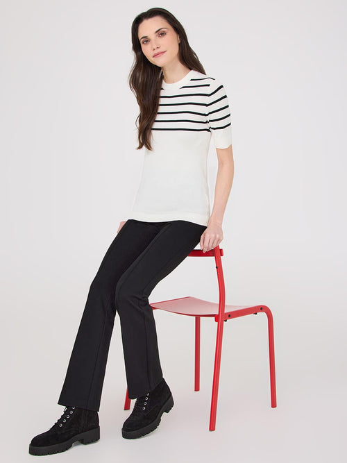 Pintuck Front Flare Leg Pants