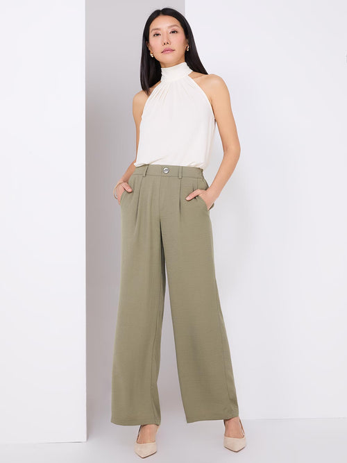 Pantalon taille classique à jambes larges