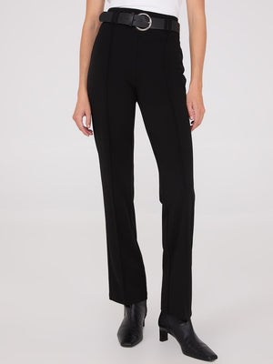 Belted Front Pintuck Pants Black