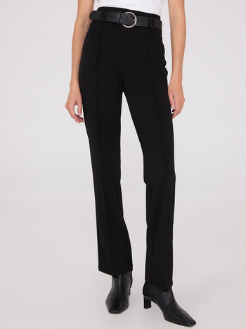 Belted Front Pintuck Pants Black