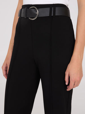 Belted Front Pintuck Pants Black