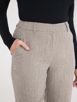 Herringbone Straight Leg Pants Fawn