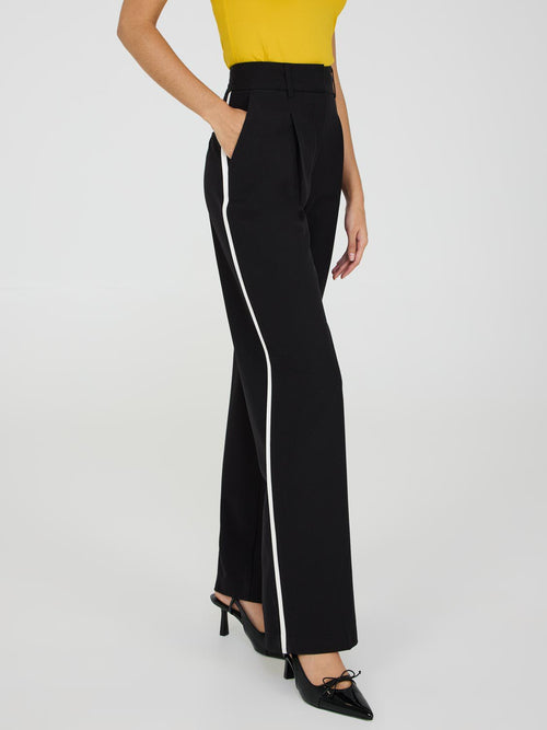 Contrast Piping Wide-Leg Pants