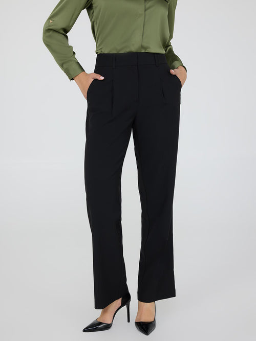 High-Rise Wide-Leg Pleated Pants