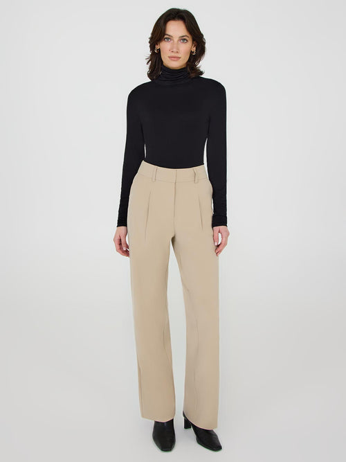 High-Rise Wide-Leg Pleated Pants