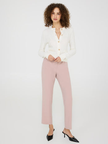 Straight Leg Mid-Rise Pants Withered Rose