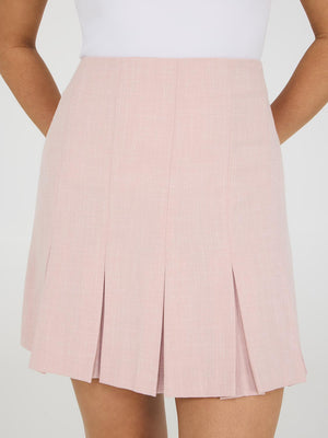 Pleated Mini Skirt Peach