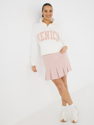 Pleated Mini Skirt Peach