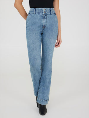 Flare Leg Jeans Md Denim Blasted