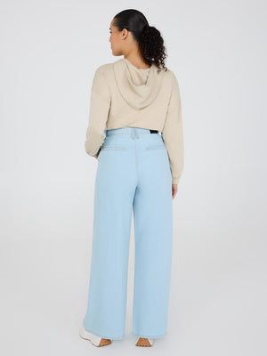 Front Pleat Wide-Leg Jeans Lt Denim Blasted