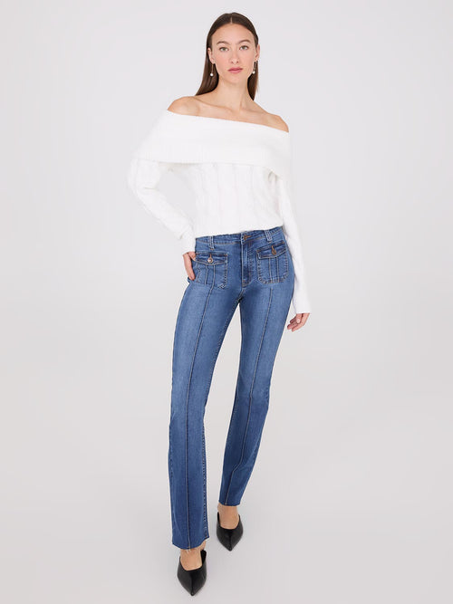 Pintuck Front Bootcut Jeans