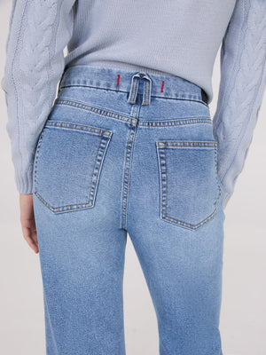 Mid-Rise Straight Leg Jeans Md Denim Blasted