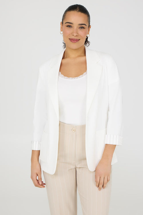 Blazer à simple boutonnage et poignets rayés