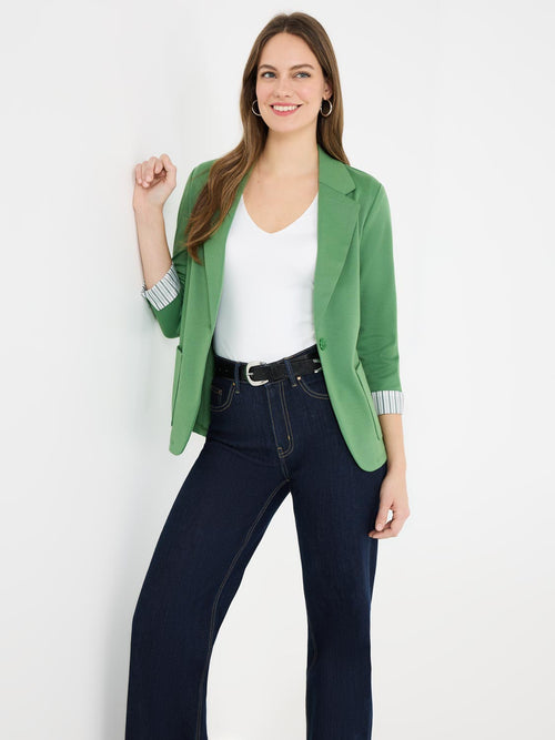 Blazer à simple boutonnage et poignets rayés