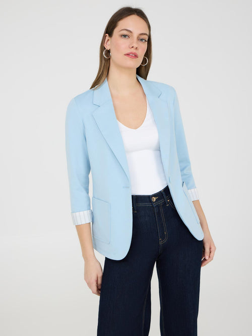 Blazer à simple boutonnage et poignets rayés