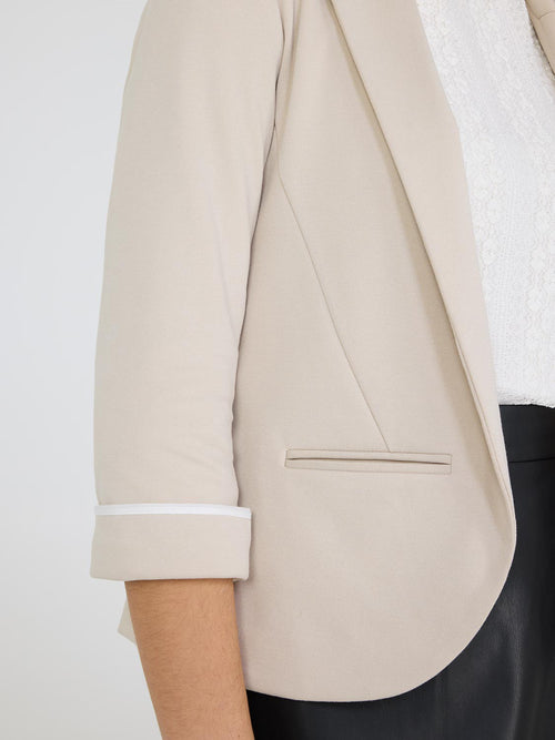 3/4 Contrast Cuff Sleeve Blazer