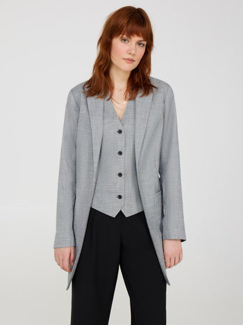 Blazer long ouvert sur le devant Dk Grey