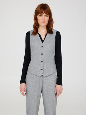 4-Button Vest Dk Grey