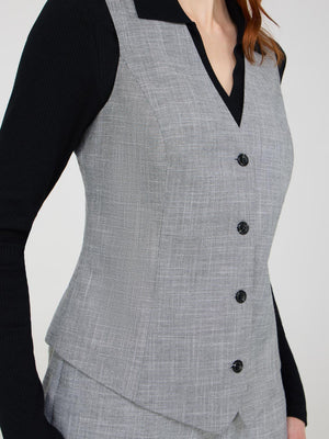 4-Button Vest Dk Grey