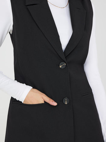 Notch Collar 2-Button Vest Black