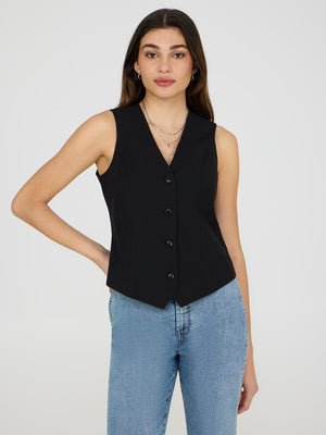 4-Button Vest Black