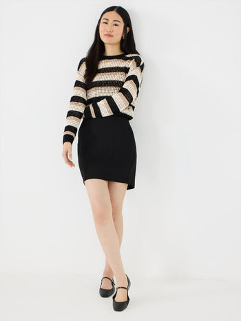 Mini Skirt With Seam Details Black