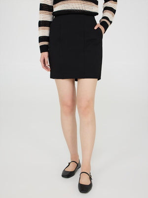 Mini Skirt With Seam Details Black