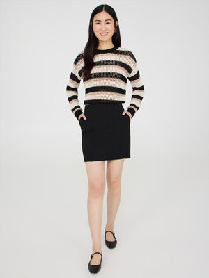 Mini Skirt With Seam Details Black