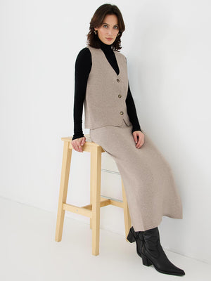 Sweater Knit Pencil Skirt Med Brown