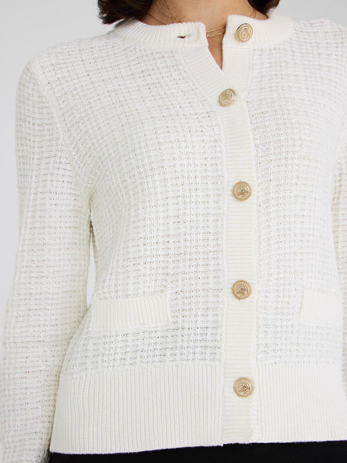 Tweed Button-Front Cardigan