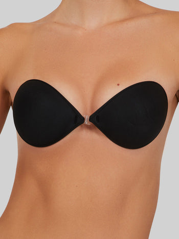 Soutien-gorge adhésif sans couture avec agrafe devant Black