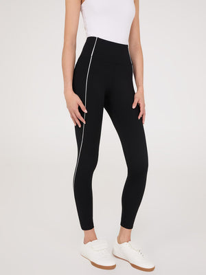 Contrast Piping Leggings Black