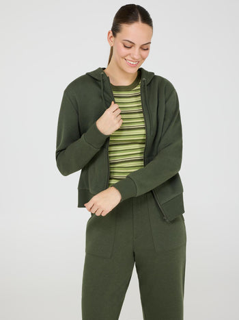 Full-Zip Fleece Hoodie Dk Green