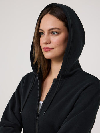 Full-Zip Fleece Hoodie Black