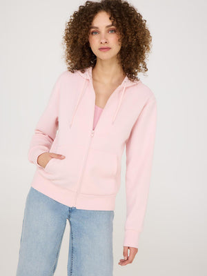 Full-Zip Fleece Hoodie Pink Dust