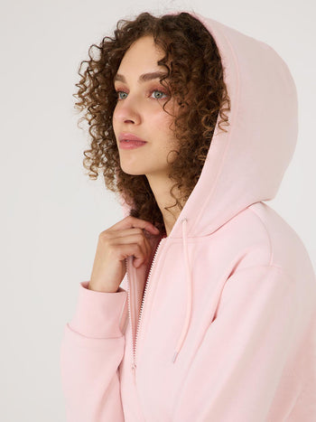 Full-Zip Fleece Hoodie Pink Dust